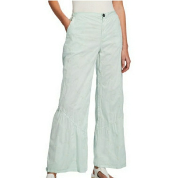 XCVI Pants - XCVI Mint Stretch Tiered Flare Pants